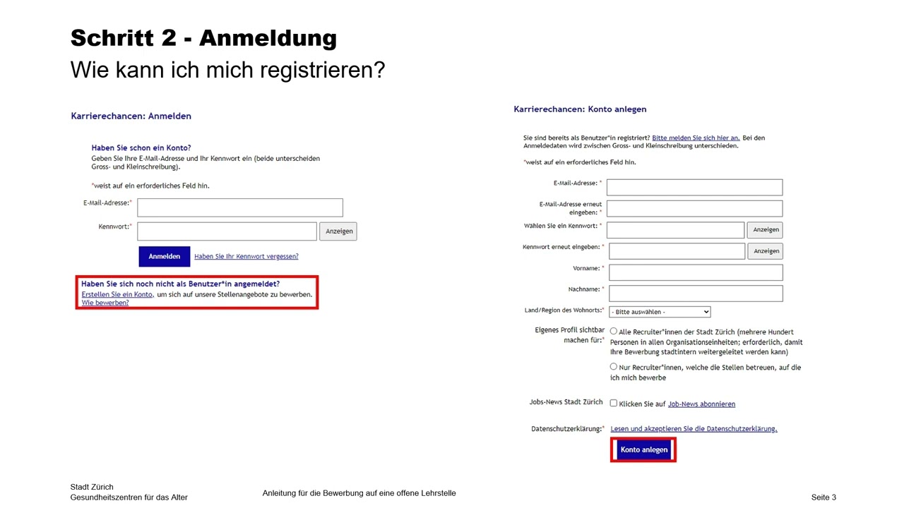 Anleitung f&uuml;r die Einreichung deiner Lehrstellenbewerbung bei den Gesundheitszentren f&uuml;r das Alter