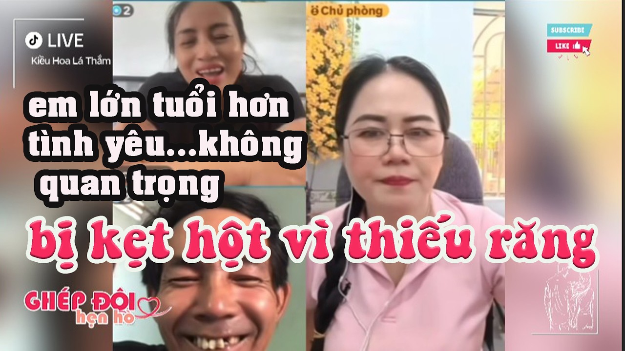 Thắm ghép đôi. Ổng thiếu cái răng về chơi bị kẹt hột luôn