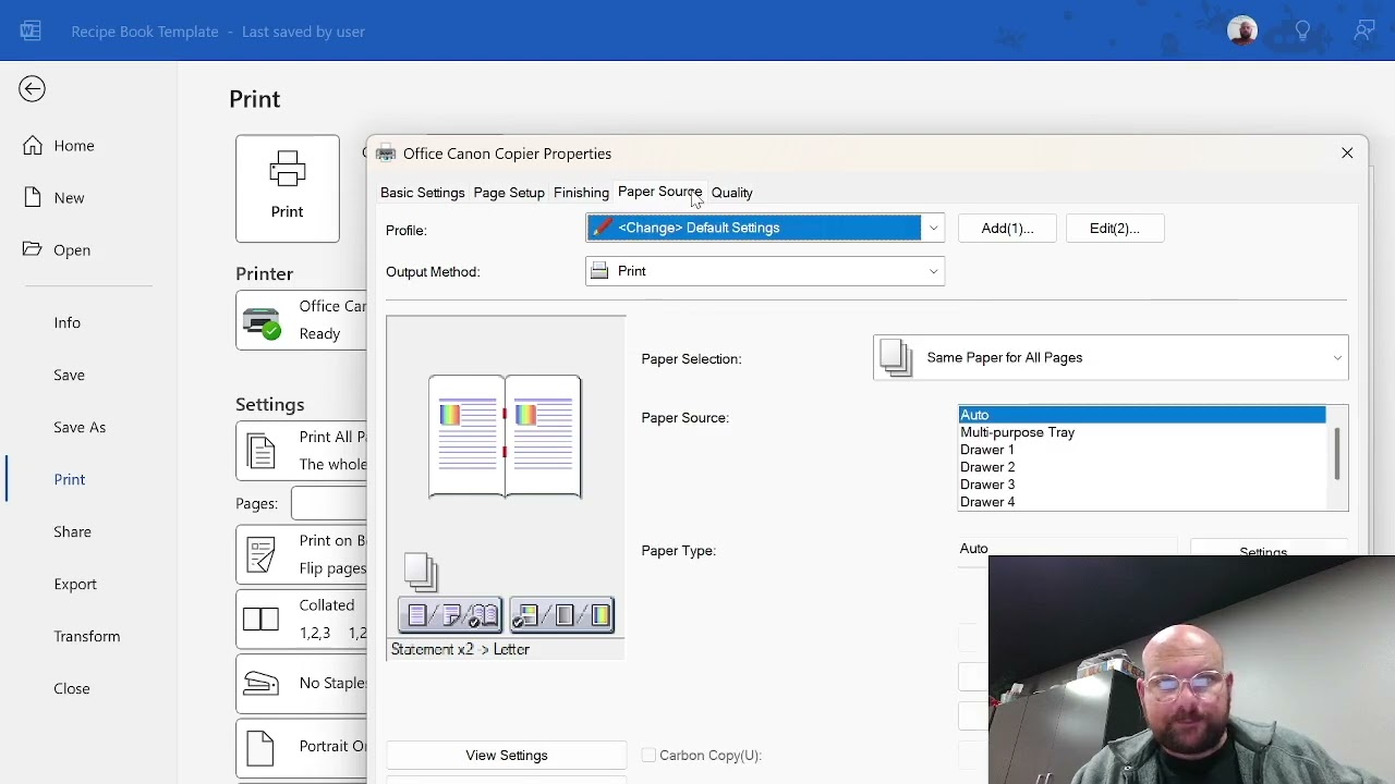 How to make Booklets on Canon Copier with Finishing Unit. Fold Staple Hole Punch Windows
