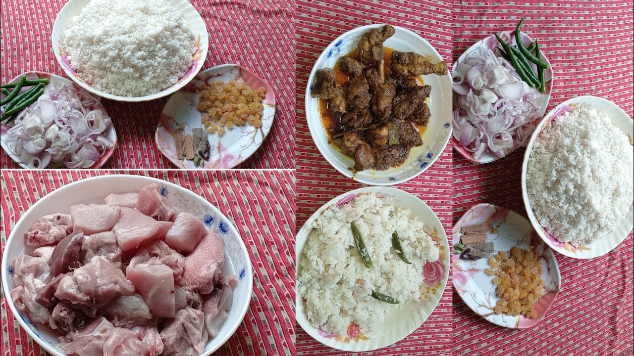 সুগন্ধি পোলাও আর মাংস কসা#আতোব চালের সুগন্ধি পোলাও আর পলট্রি মাংস কসা অনেক সুস্বাদু একটি খাবার 