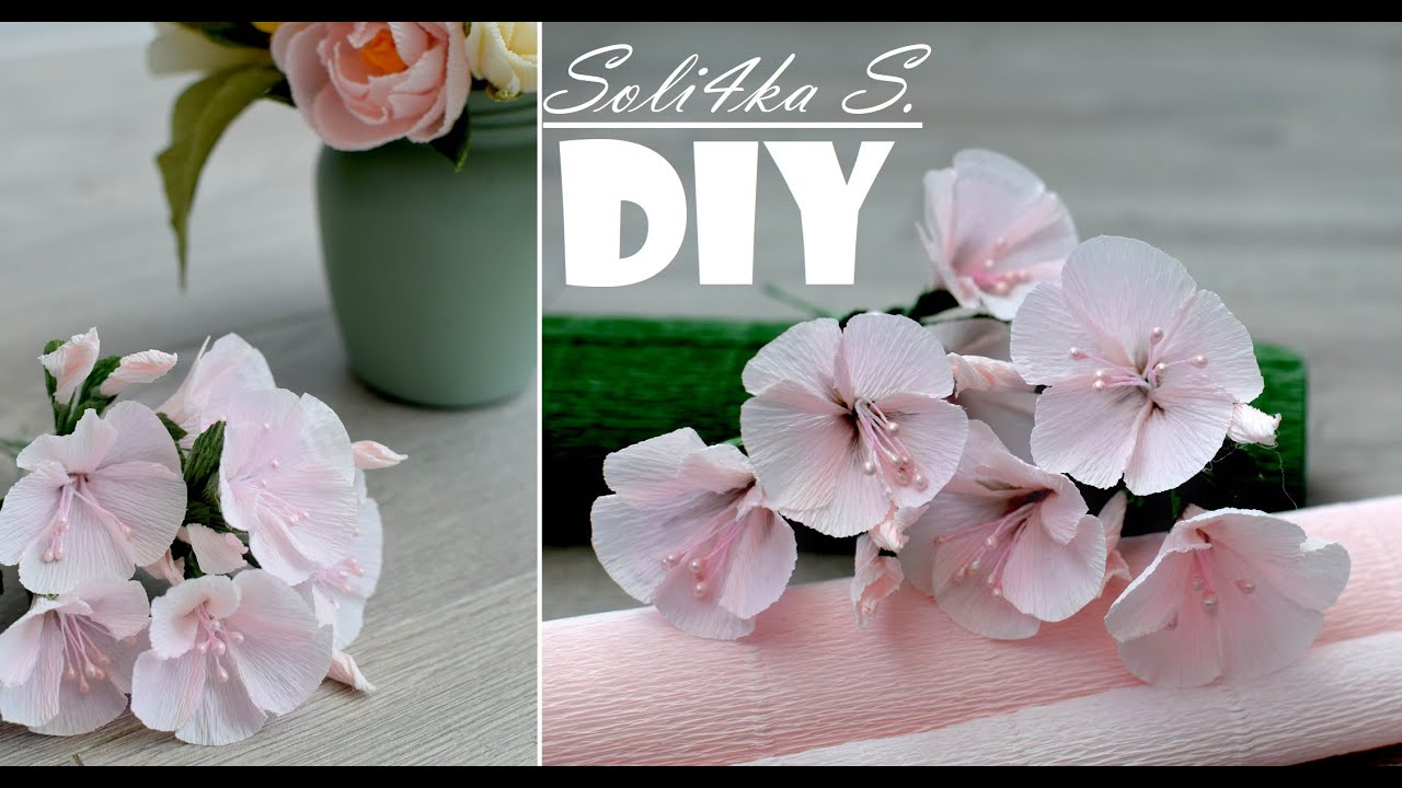 Ніжні квіти з гофропаперу/ нежные цветы с гофробумаги/ crepe paper flowers/ DIY soli4ka_s