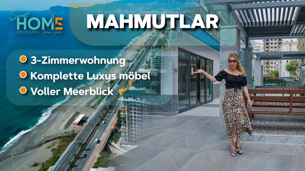 Exklusive 3-Zimmer Luxuswohnung mit Meerblick in Alanya: 145m², voll möbliert, Alanya Wohnung