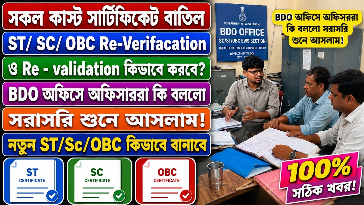 WB Caste Certificate Verification Big Update 2026 | ST/SC/OBC | Re-Verification & Re-Validation | 