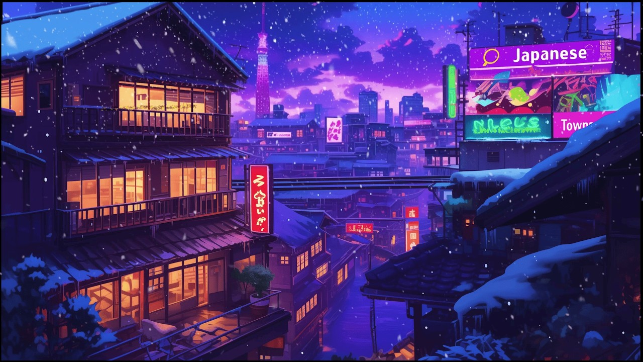 Winter Study Music Lofi | Snow Background for Sleep | 80s & 1990 | The Japanese Town