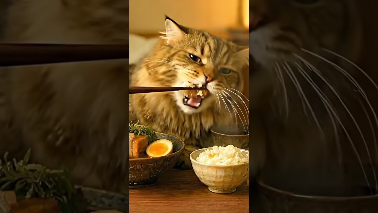 Cat Eats Japanese Braised Pork Belly(Buta Kakuni)🍳 | 