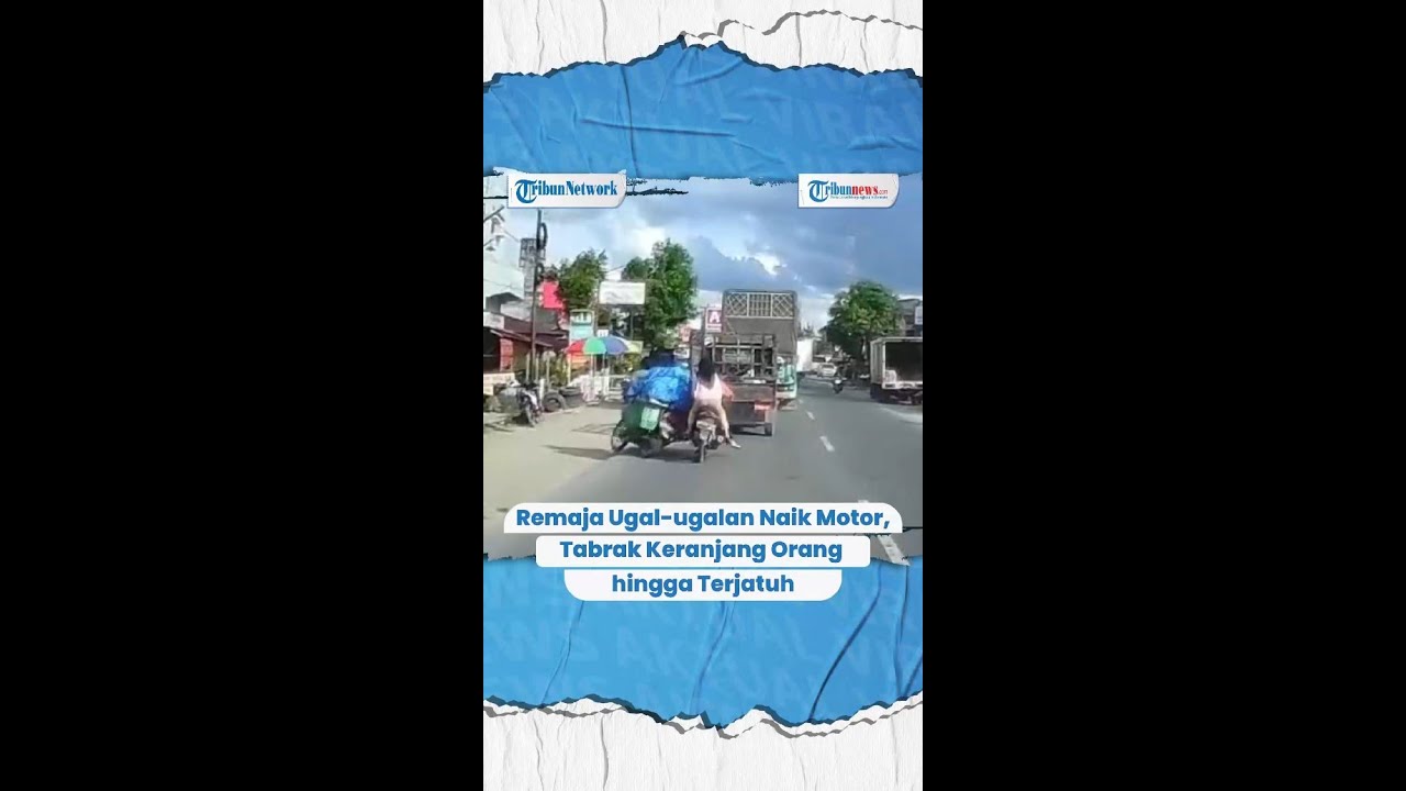 Remaja Ugal-ugalan Naik Motor, Tabrak Keranjang Orang hingga Terjatuh
