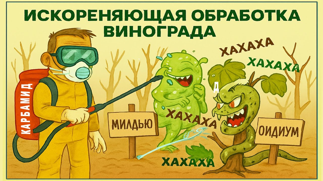 💥 Самый БЕСПОЛЕЗНЫЙ рецепт ИСКОРЕНЯЮЩЕЙ ОБРАБОТКИ ВИНОГРАДА. Железный купорос + карбамид.