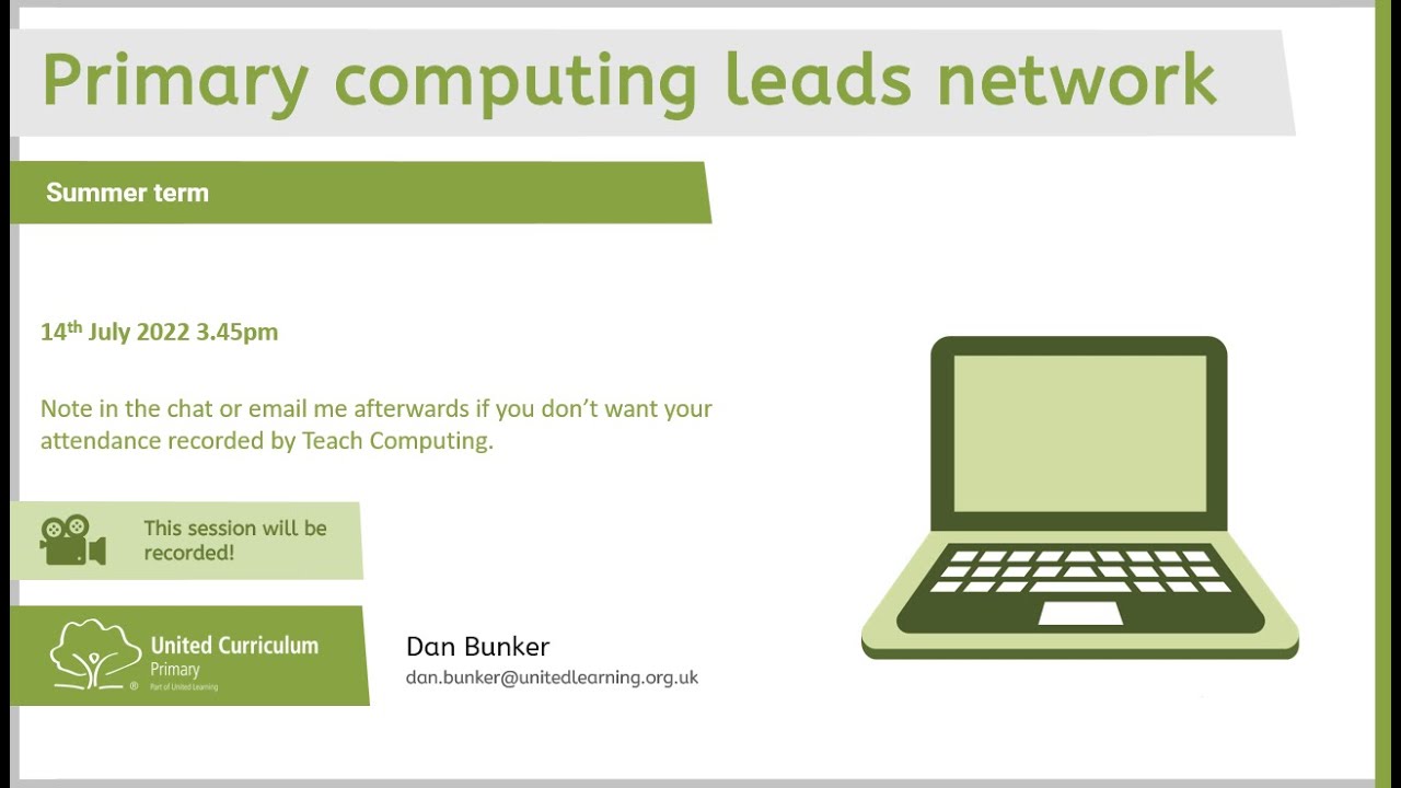 Primary Computing Leads Network Meeting July 2022
