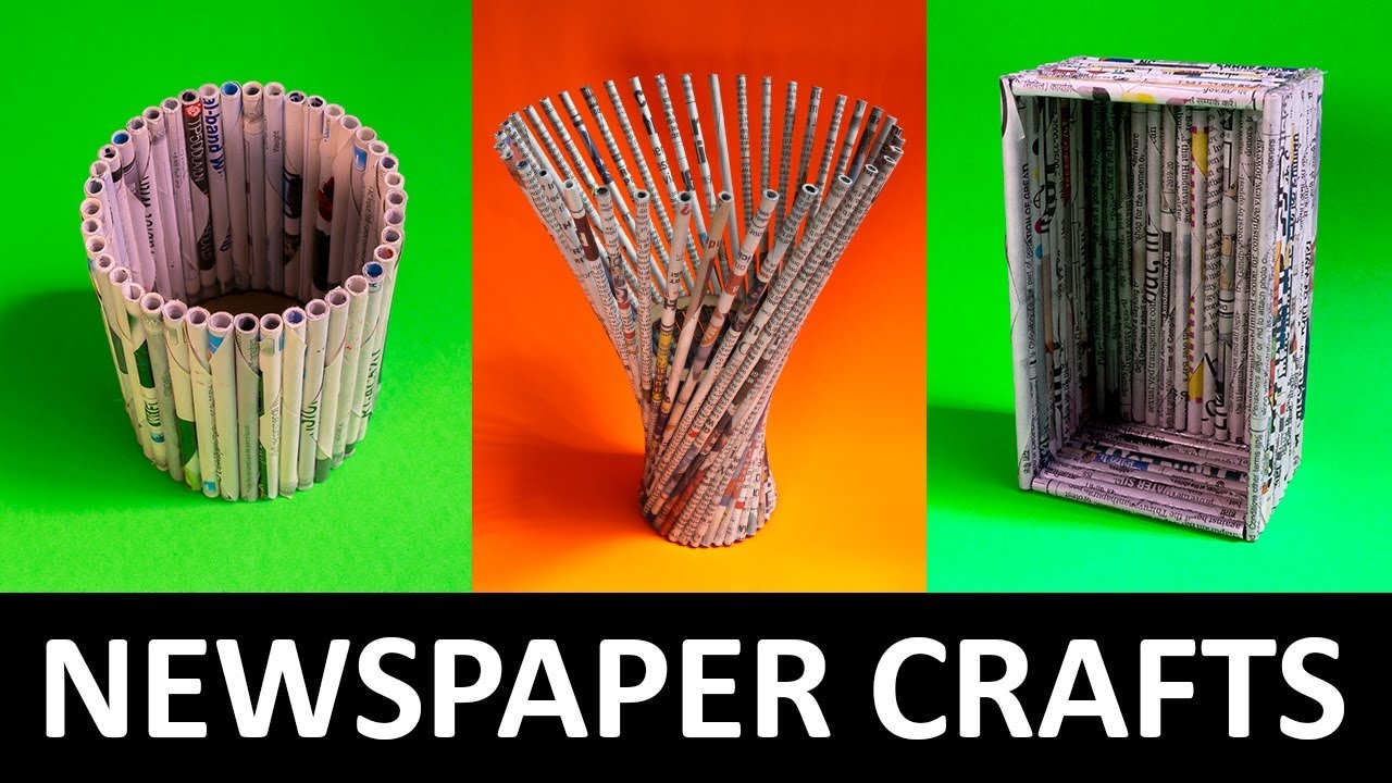 3 AMAZING ROLLED NEWSPAPER CRAFTS - EASY DIY PAPER CRAFTS