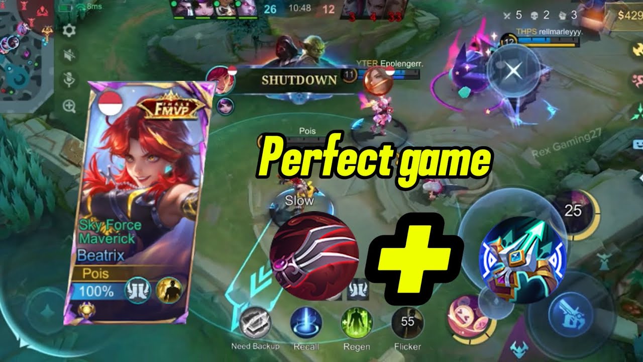 top global beatrix, gameplay naik in win rate di rank 99% menang, combo beatrix akai 😱
