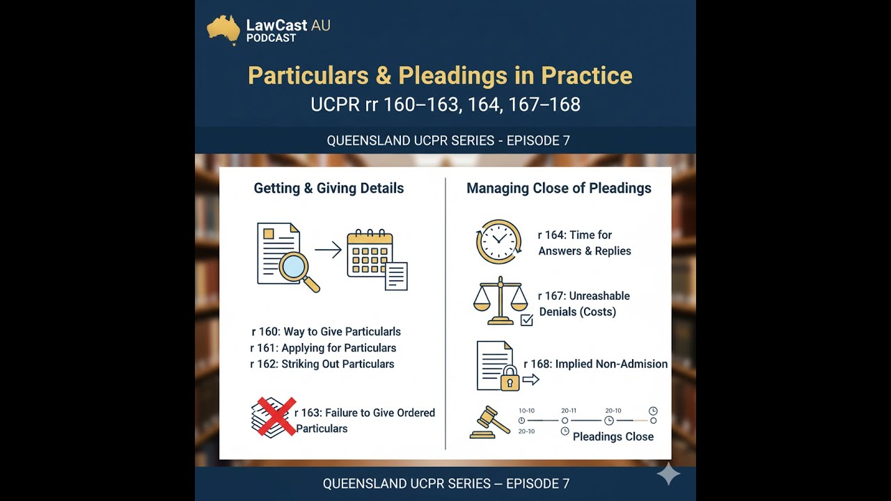 Particulars & Pleadings in Practice &mdash; UCPR rr 160&ndash;163, 164, 167&ndash;168