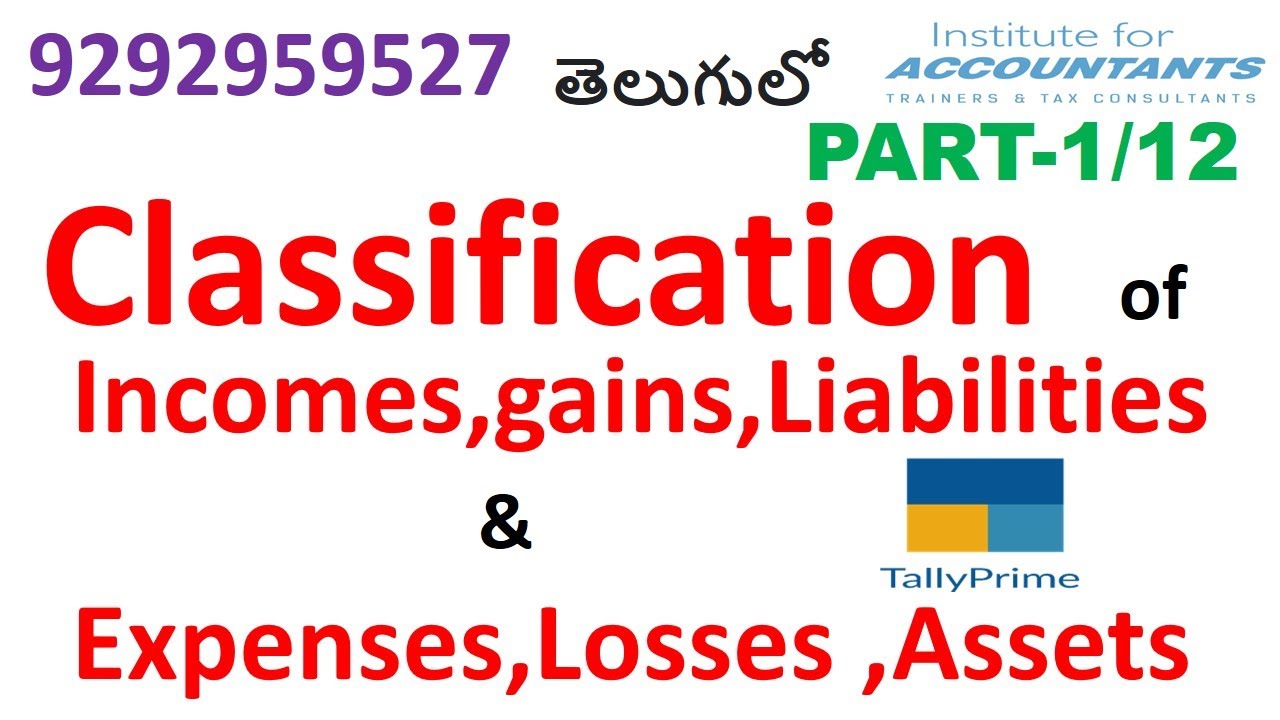 classification of Incomes,Expenses,Assets, Liabilities