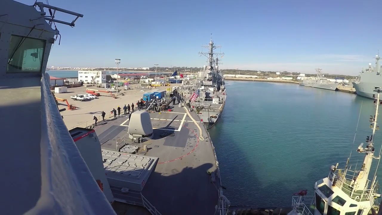 Timelapse: USS Ross Returns to Port at Naval Station Rota, Spain