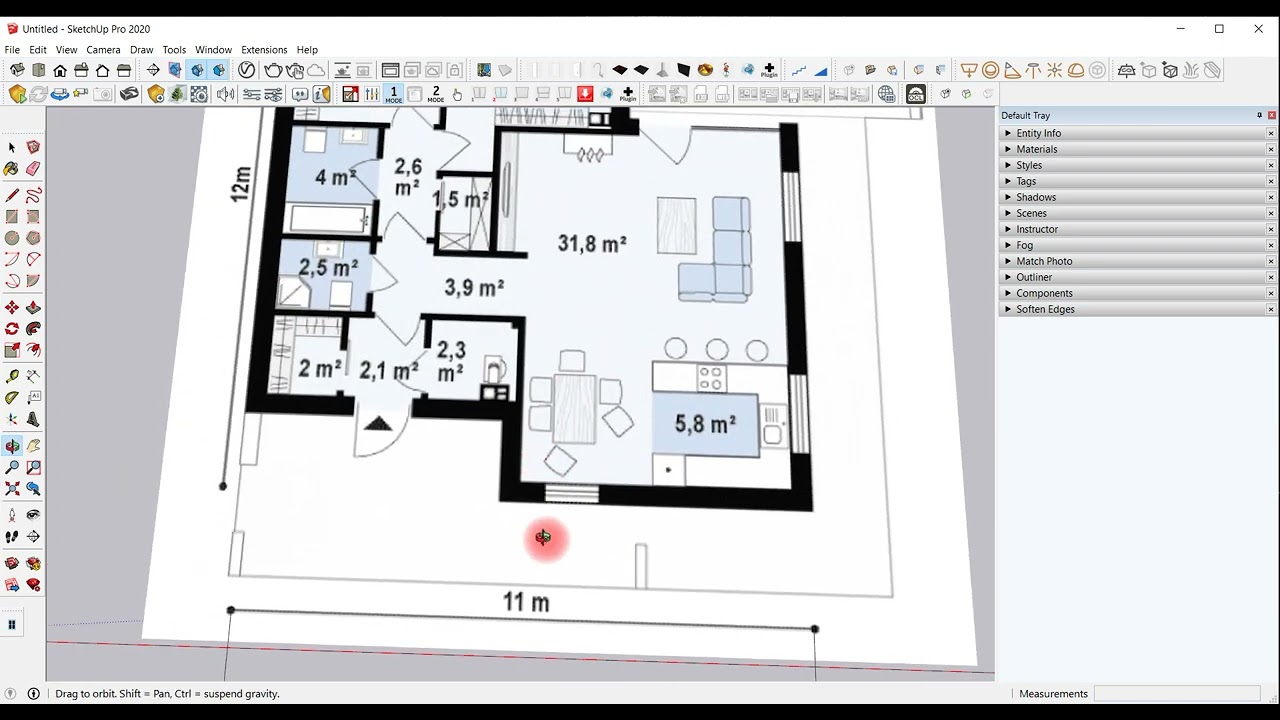SketchUp / Оразмеряване на изображение/скица/план