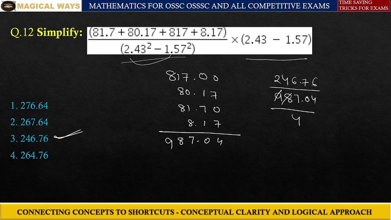 MOST IMPORTANT MATH PYQ SOLVE FOR ALL ODISHA COMPETITIVE EXAMS WITH MASTER TRICKS ( MOCK TEST)