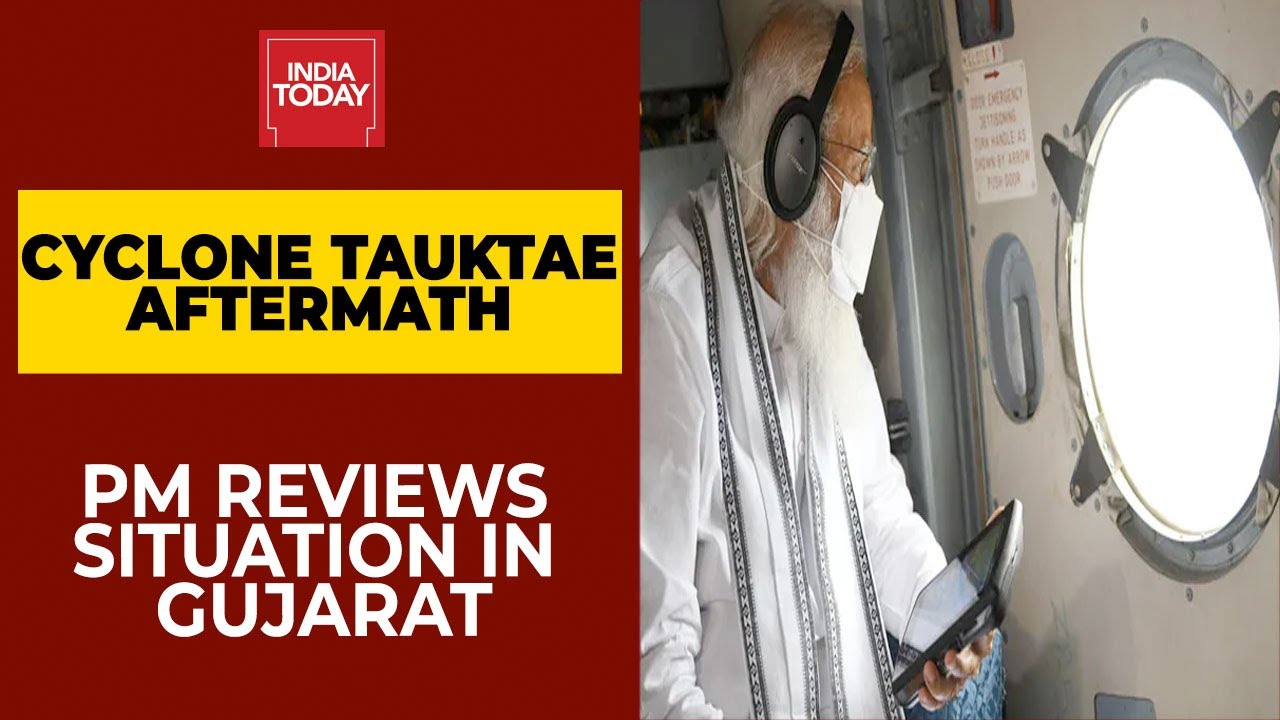 PM Modi Conducts Aerial Survey Of Cyclone- Hit Areas In Gujarat