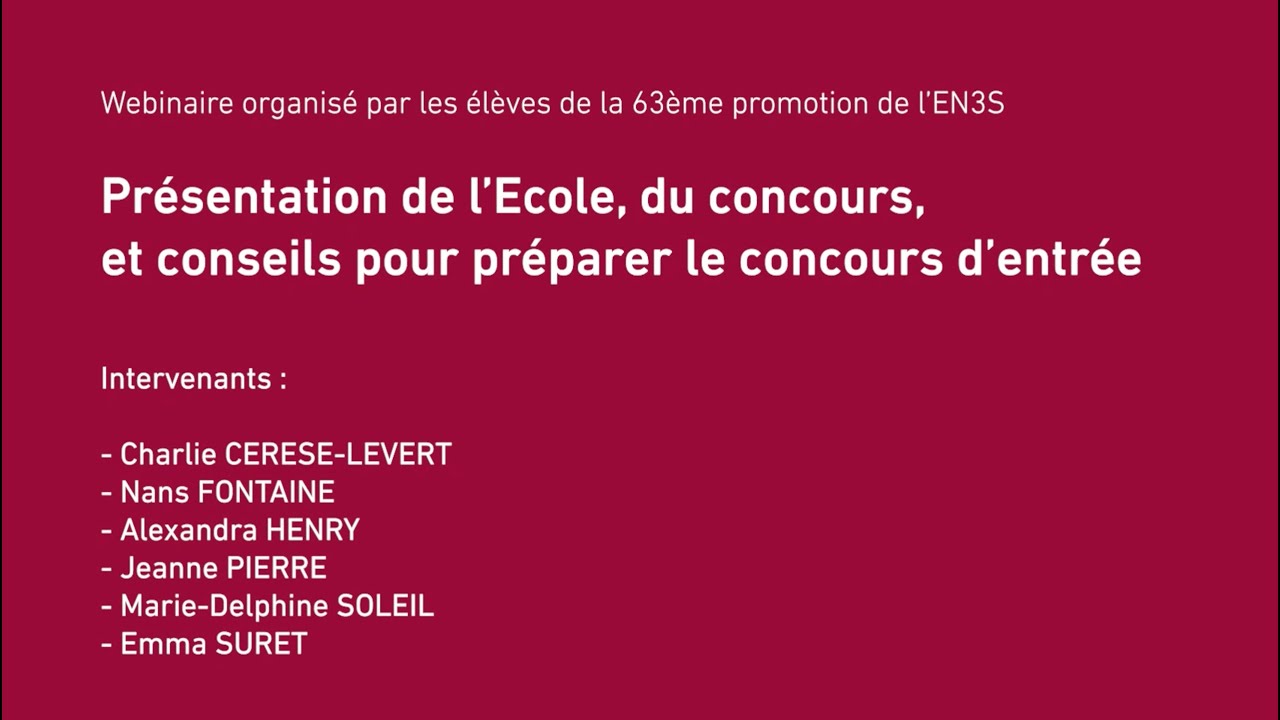 Webinaire n°1 - Préparation concours EN3S par ses élèves 2024