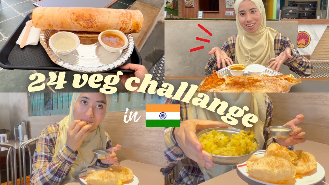 24 hrs vegetarian food challange in INDIA! | Makan dosa untuk lunch