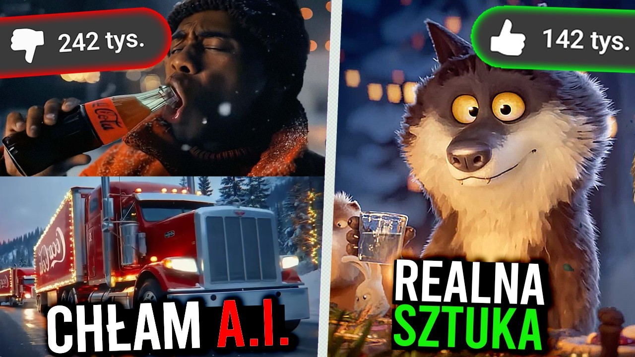 A.I. kontra KREATYWNOŚĆ 🔥 Reklama Coca-Coli ZMIAŻDŻONA, tymczasem prawdziwa animacja TRIUMFUJE