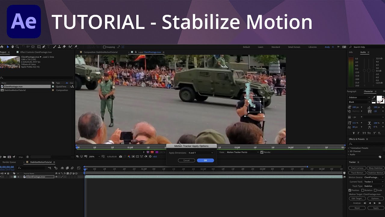 After Effects Tutorial - Stabilize Motion
