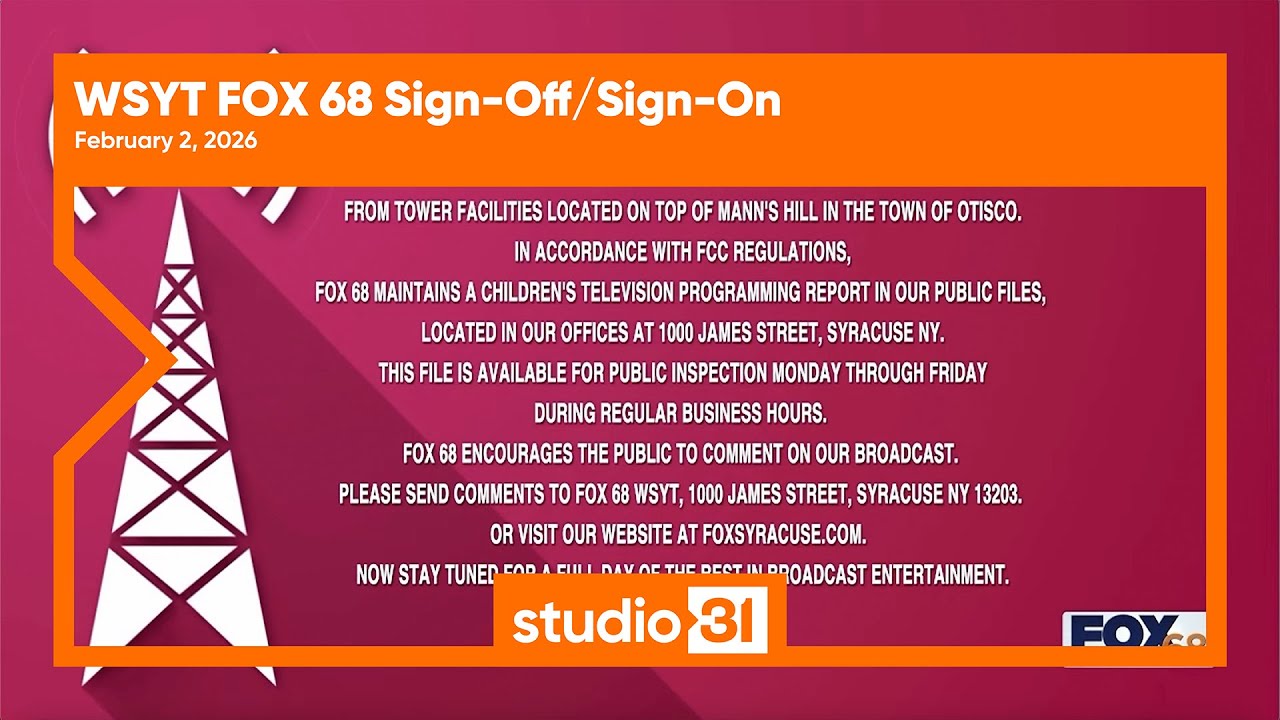 WSYT FOX 68 Sign-Off/Sign-On, 2/2/2026