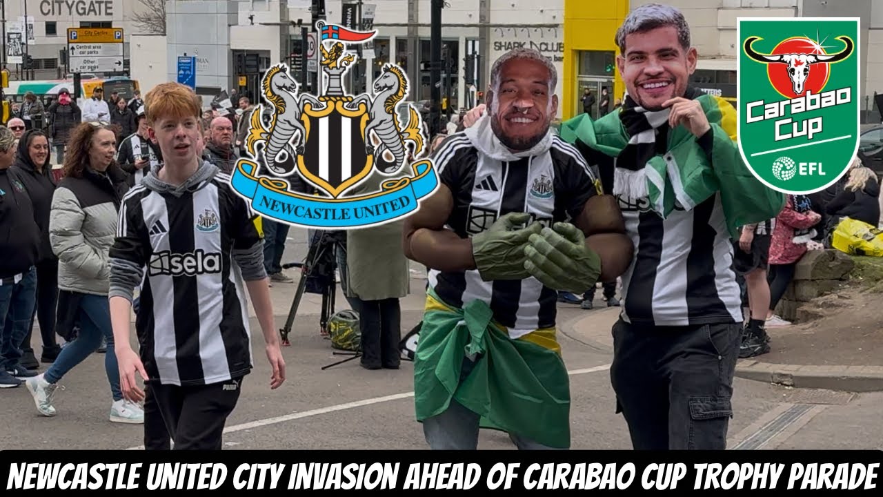 Newcastle United FANS TAKEOVER ST JAMES PARK AND TOWN MOOR ahead of Carabao Cup parade !!!!!