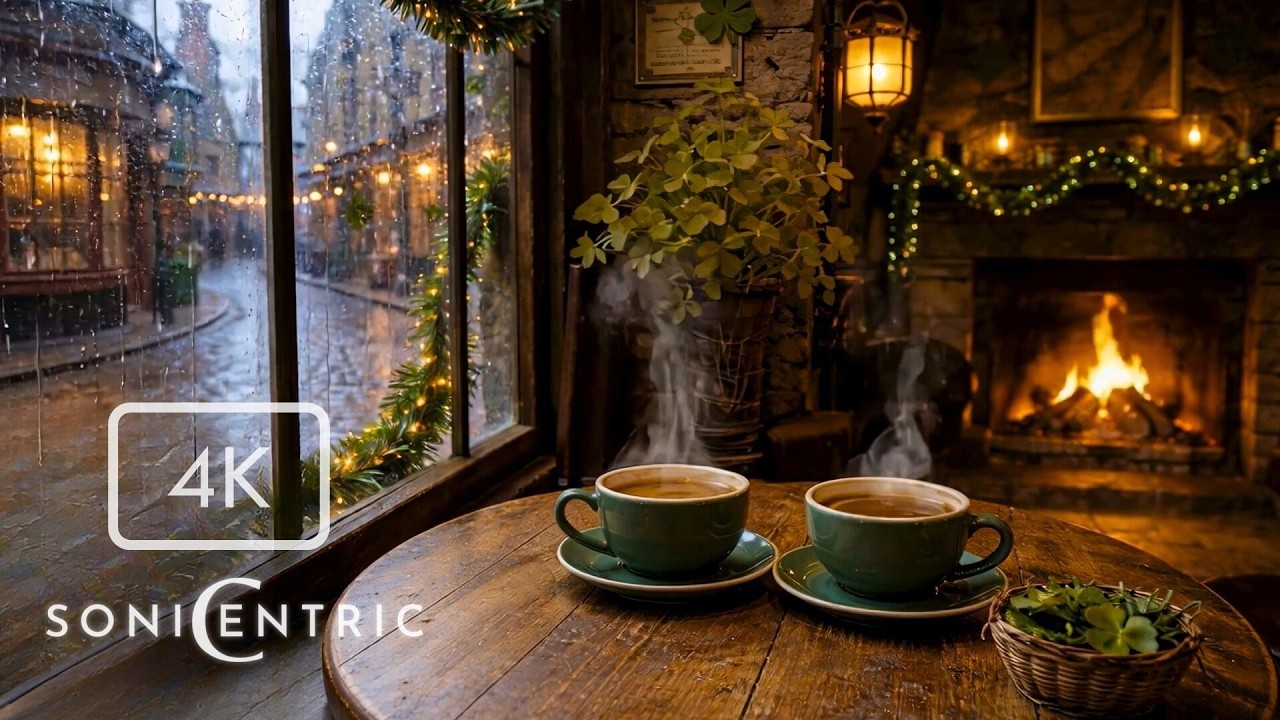 Calm Classroom Background – St. Patrick’s Day Coffee Shop with Soft Jazz for Focus & Reading ☘️☕ 4K