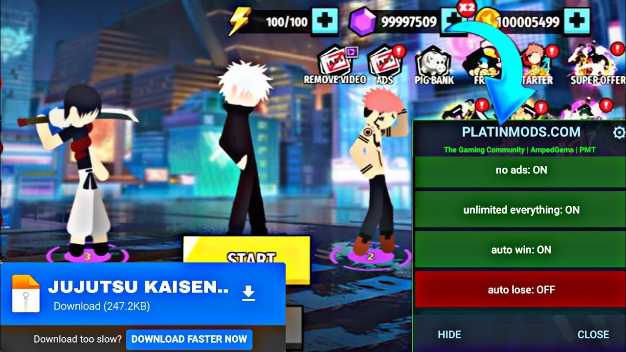 Finally Stickman Cursed Phantom Fight Hack Menu mod Link In Description || Stickman