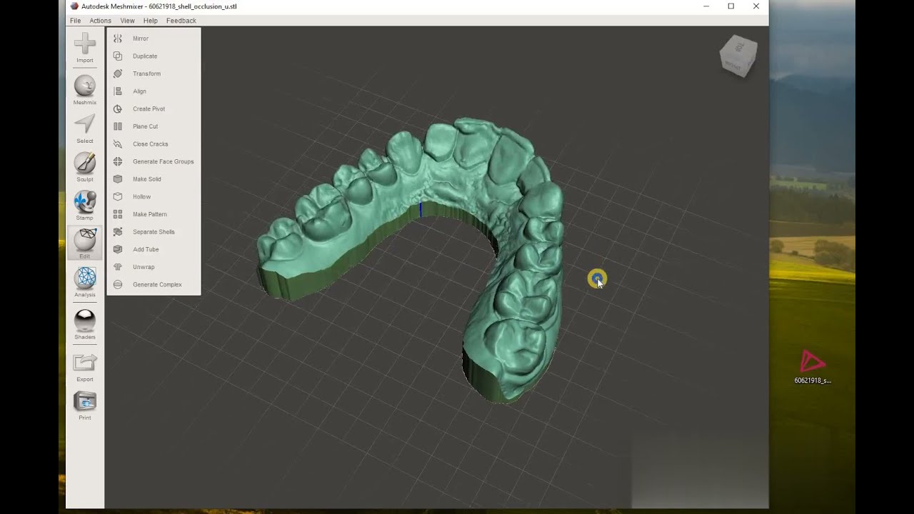 Using MeshMixer for making dental model