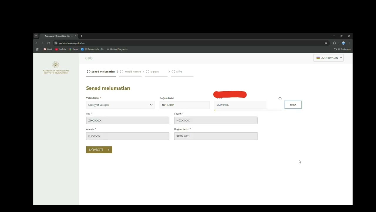 Portal.edu.az saytından qeydiyyatdan keçmək üsulu. Part I