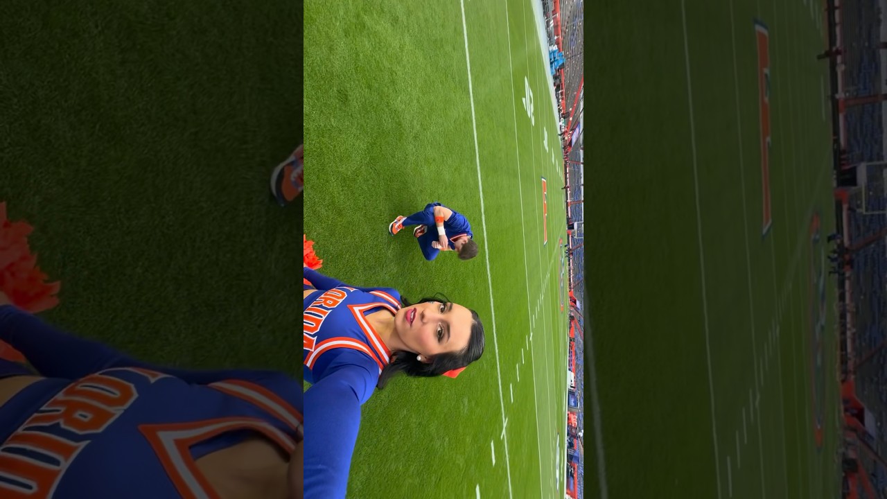 I HAD MY PHONE ON THE FIELD 🤭 #collegeathletics #gamedayvlog #uf #ufcheer #cheerleader #college
