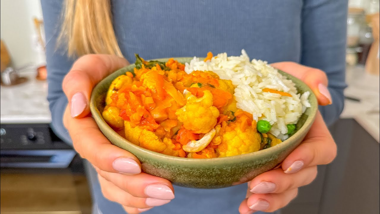 Blumenkohl Linsen Curry 🍛 Fertig in 20 Minuten, einfaches One-Pot Gericht