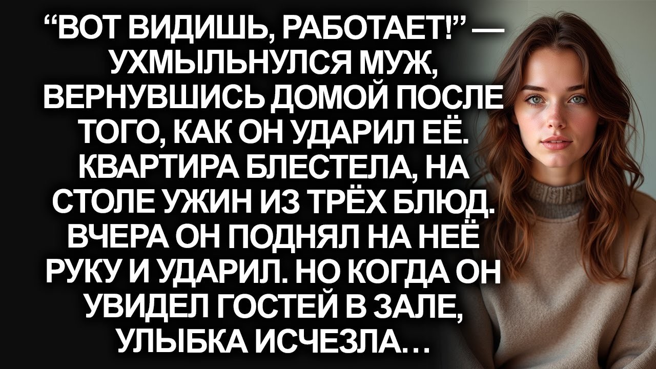 “Видишь, работает!” - ухмыльнулся муж, вернувшись после побоев жены. А едва увидел гостей в зале...