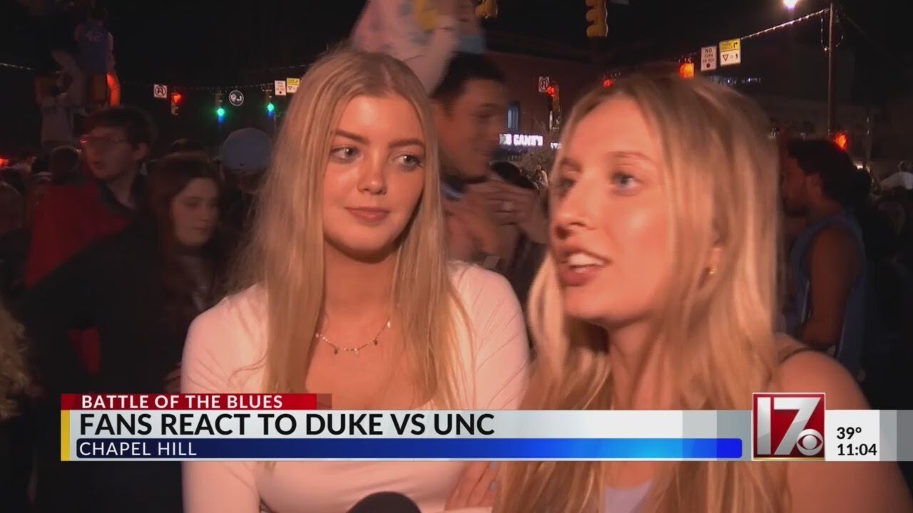 UNC fans swarm Franklin St. in Chapel Hill after beating Duke