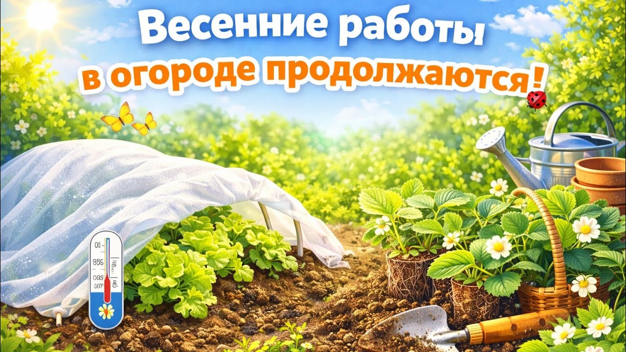 ЧТО ДЕЛАЮ В ОГОРОДЕ 👩‍🌾 УКРЫЛА САЛАТ 🥬 ПЕРЕСАДИЛА КЛУБНИКУ 🍓👩‍🌾🍓