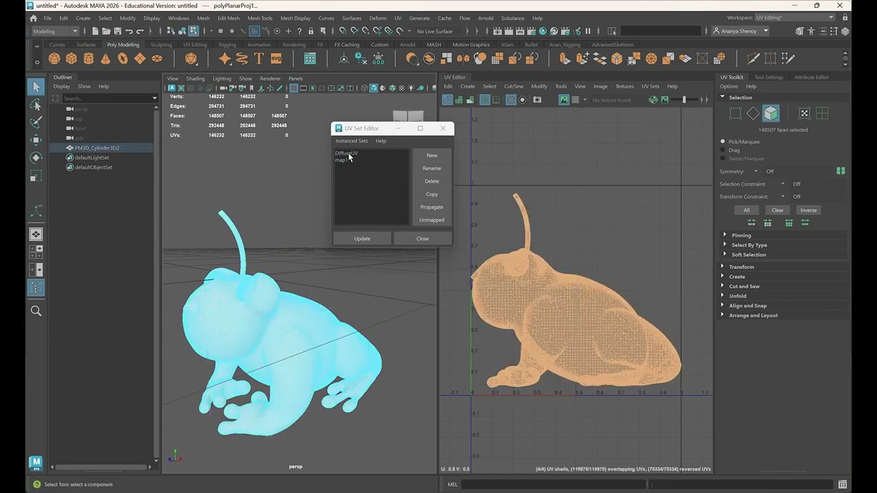 Using the UV Set Editor in Maya