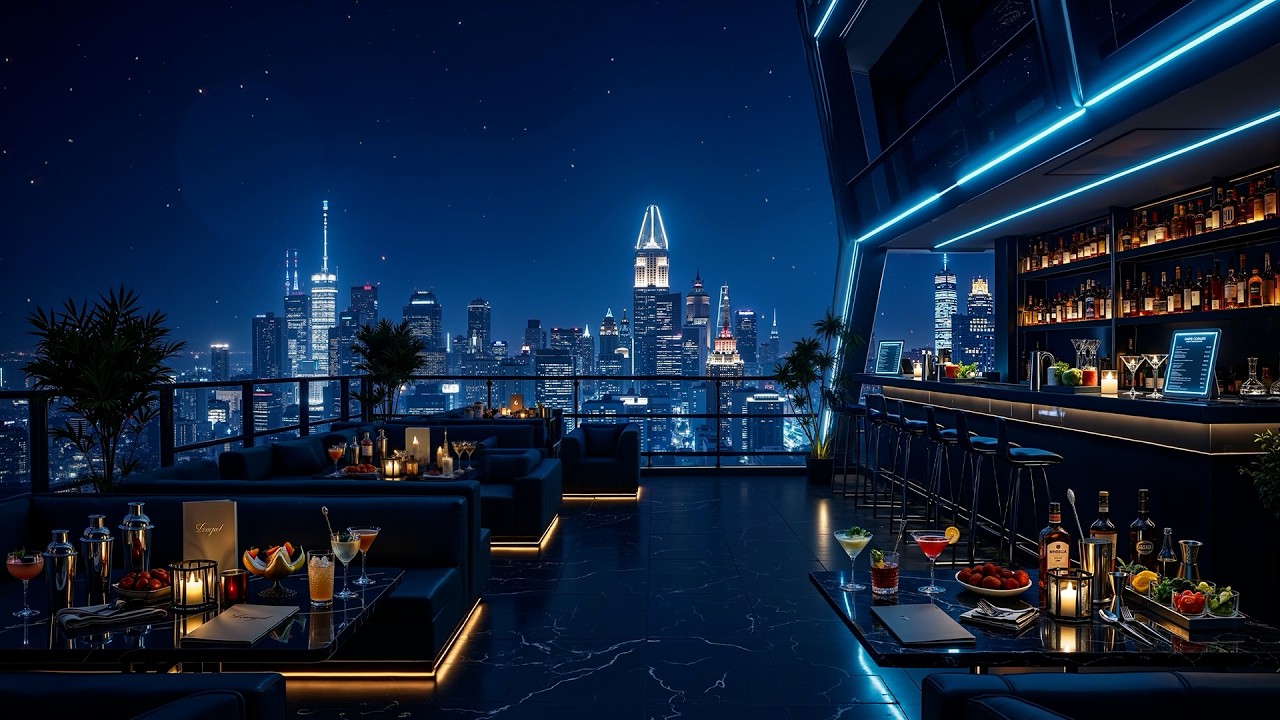 Mellow Night Jazz at Rooftop Bar Ambience ~ Relaxing Jazz Saxophone Music for Chill Out, Sleep