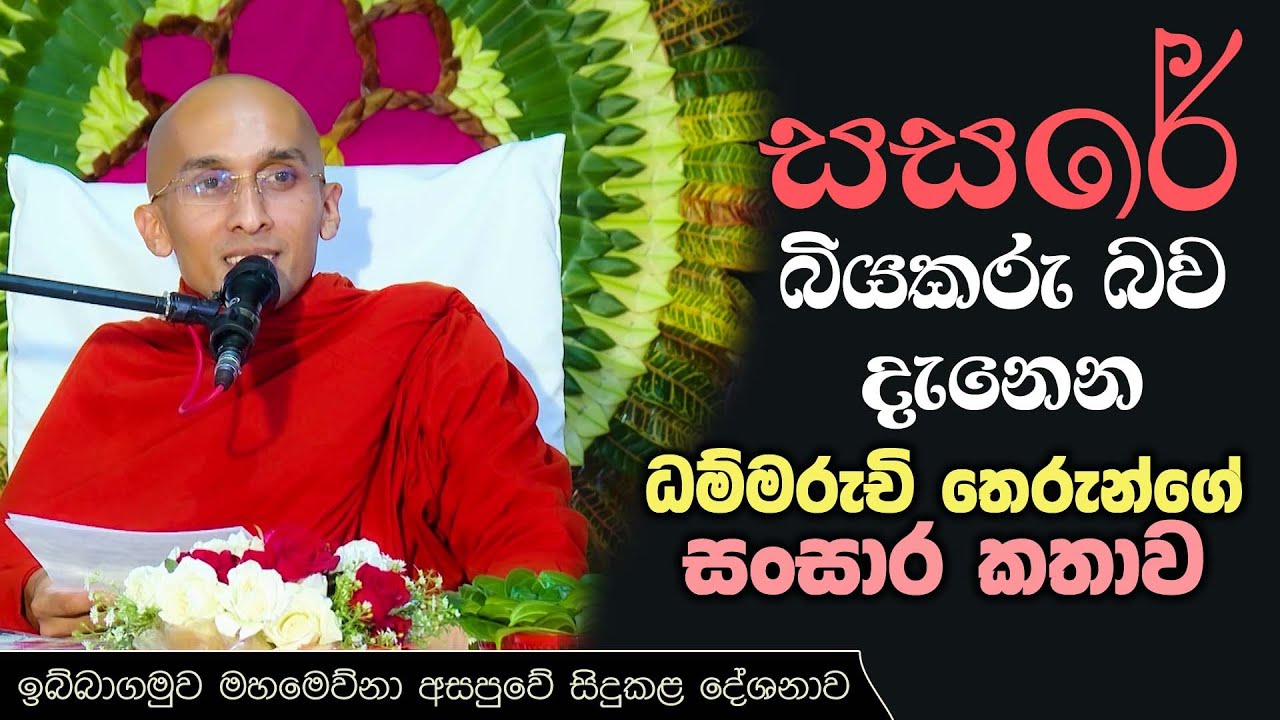 සසරේ බියකරු බව දැනෙන ධම්මරුචි තෙරුන්ගේ සංසාර කථාව | ඉබ්බාගමුව මහමෙව්නාව අසපුවේ සිදුකළ දේශනාව