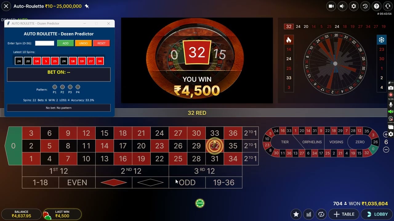 Auto Roulette - Dozen Predictor