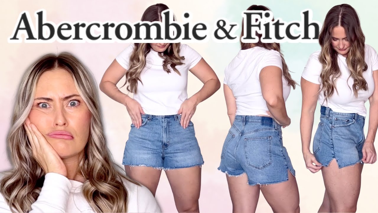 ULTIMATE ABERCROMBIE & FITCH SHORTS TRY ON REVIEW! CURVE LOVE HIGH RISE MOM SHORTS + BABY TEE HAUL
