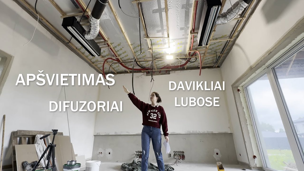 Apie apšvietimą, daviklius, difuzorius lubose kol dar nesudėtos lubos