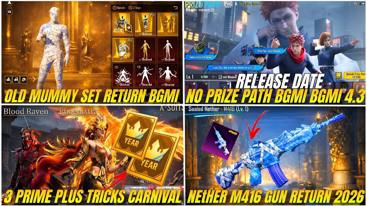 NO PRIZE PATH IN BGMI 🔥 OLD MUMMY SET RETURN | CARNIVAL 3 PRIME PLUS TRICK 🤩 NETHR M164 RETURN BGMI 