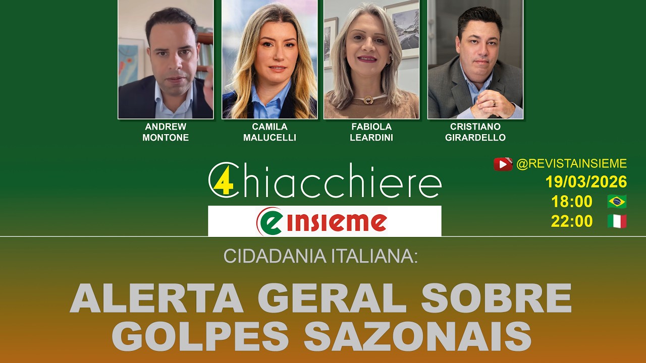 INSIEME AO VIVO | Cidadania italiana: alerta geral sobre golpes sazonais