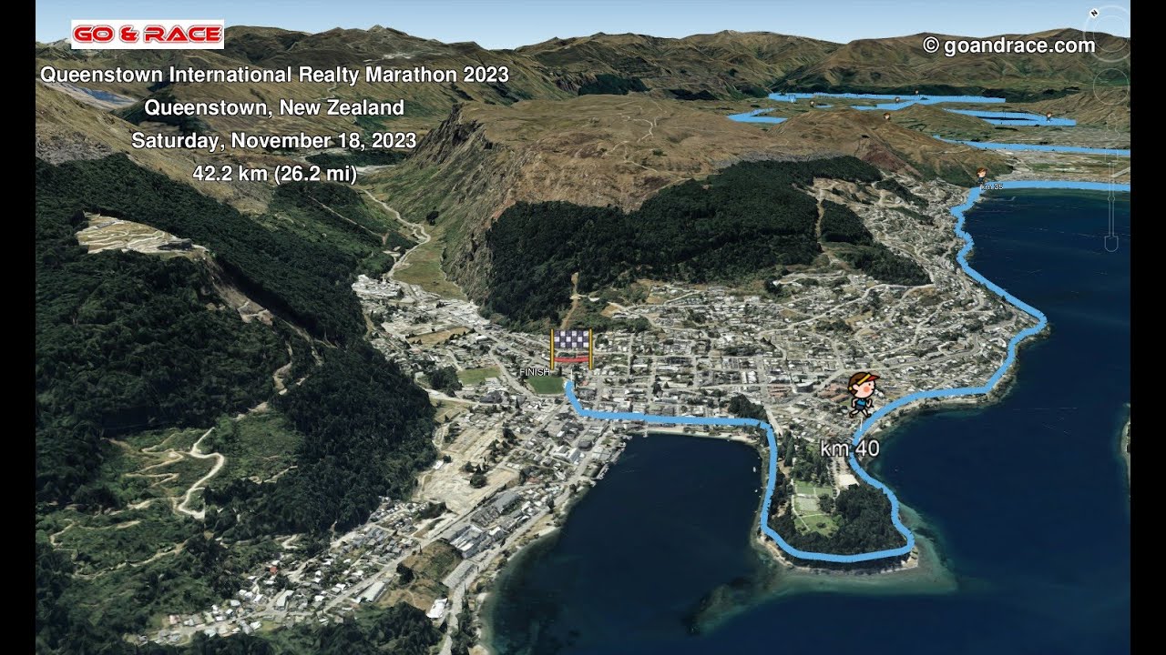 Queenstown International Realty Marathon 2023: fly over the marathon 3D course map!