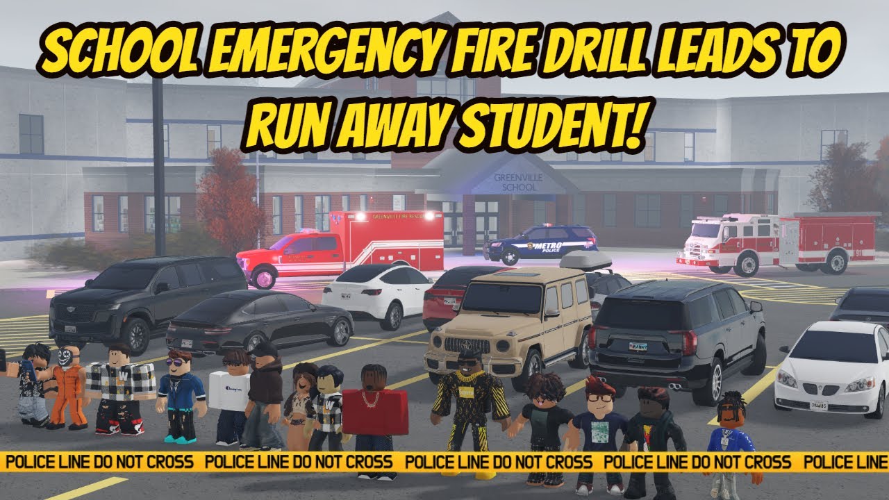 Greenville, Wisc Roblox l School Emergency Fire Drill Student MANHUNT Chase Roleplay