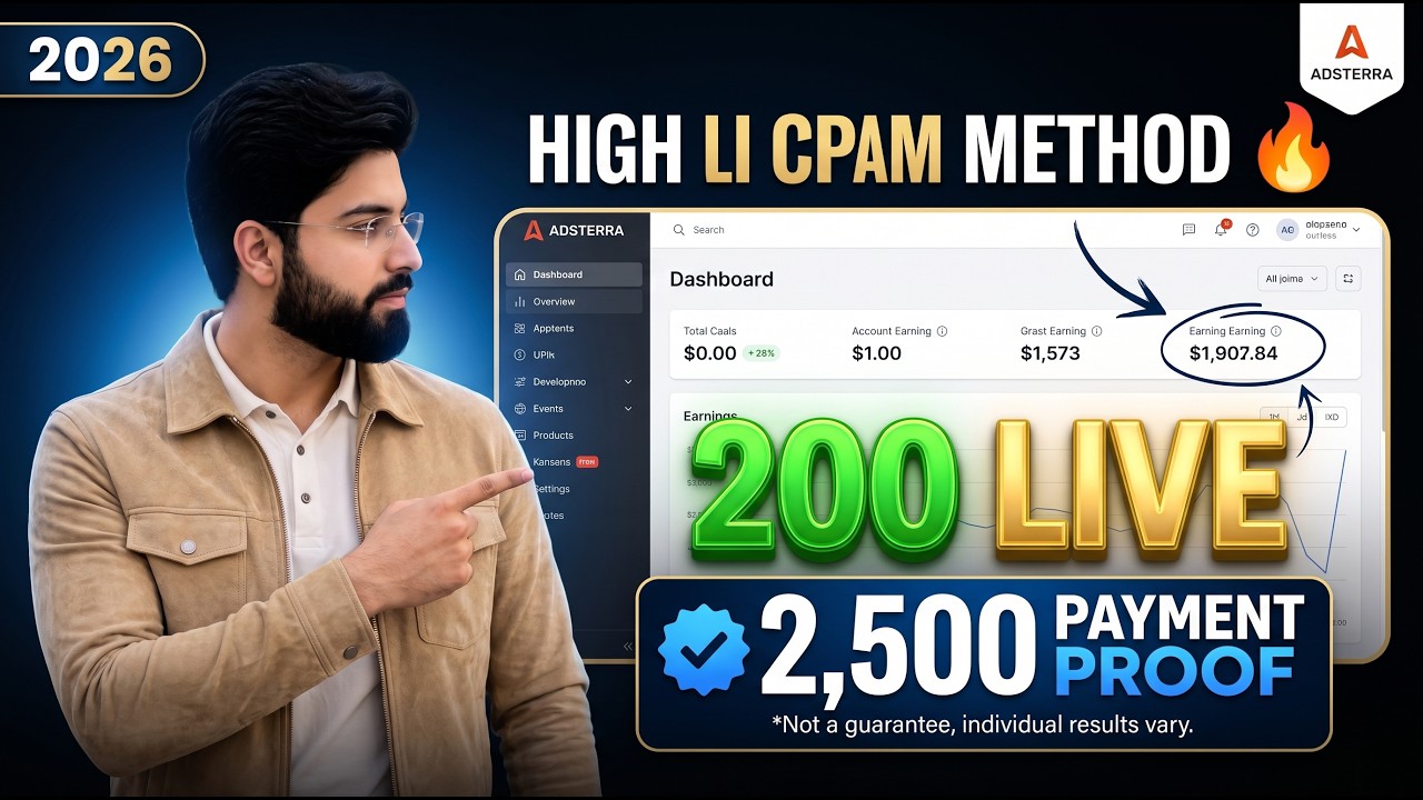 Adsterra High CPM Method 2026 🔥 Live $200 Earning + $2,500 Payment Proof | Adsterra CPM Guide