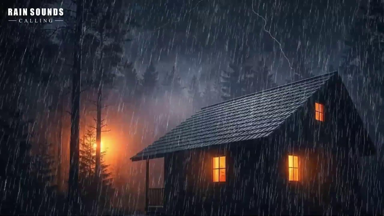Rain Sounds For Sleeping - Instantly Fall Asleep With Rain & Thunder Sound in cabin At Night Rain #4