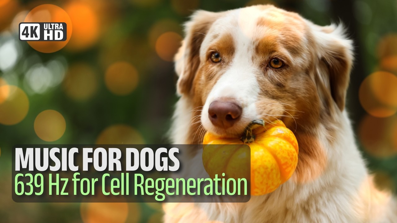 Calming music for dogs - 639Hz cell regenaration frequency to heal & relax - with Dog Videos 4K