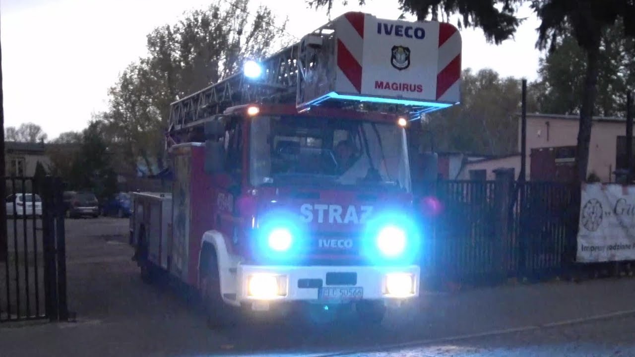 Alarmowanie i wyjazd drabiny 459[E]40 SD-30 Iveco Eurocargo/Magirus z OSP Łowicz!