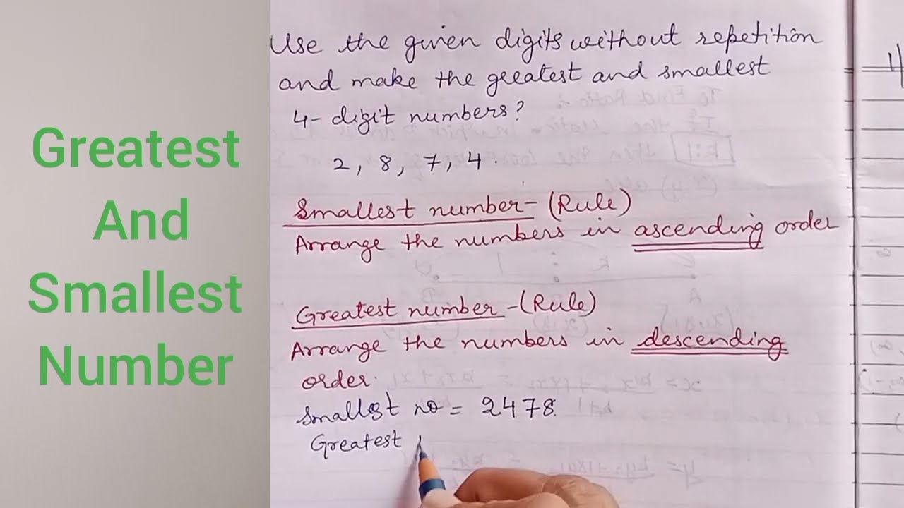 Use the given digits to make the greatest and smallest 4 digit numbers| Class 5, 6, 7 